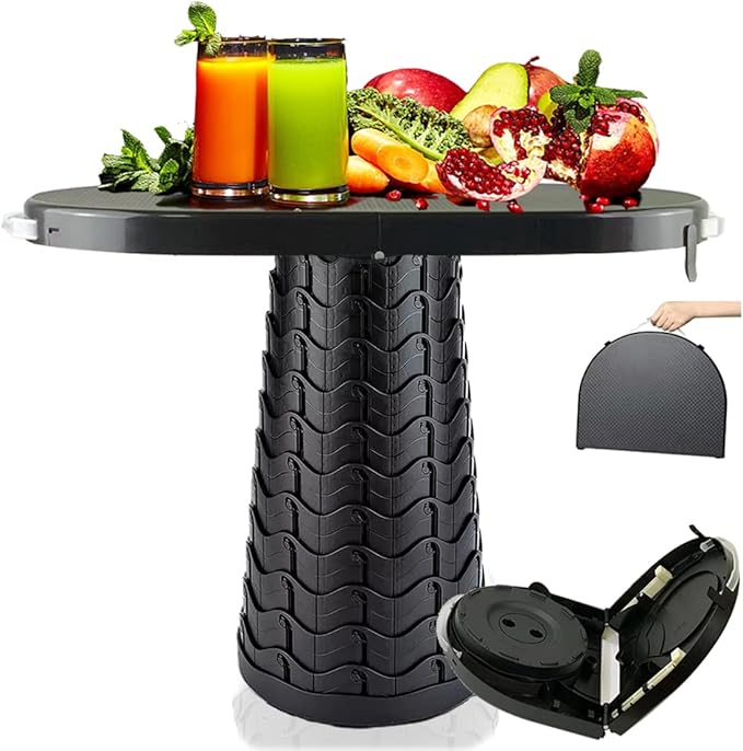 Portable Folding Table and Stool 2 in 1 Lightweight Collapsible Table for Camping Picnic Beach Small Foldable Table for Party
