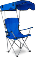 KOCASO Canopy Folding Beach Chair with Sun Shade Heavy Duty 330lbs Portable Camping Lawn Chair with Cup Holder for Pool Travel Picnic