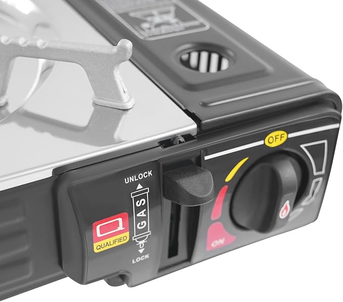 2 Burner Butane Stove Butane Camping Stove with Grill Tray and Carrying Case Portable Camping Stove Outdoor Travel Gas Stove for Camping Home BBQ