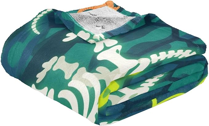 Throw Blankets For Women Roaring T-rex Skull Ankylosaurus Rock Texture Fluorescent Yellow Green Blankets And Throws 50x70