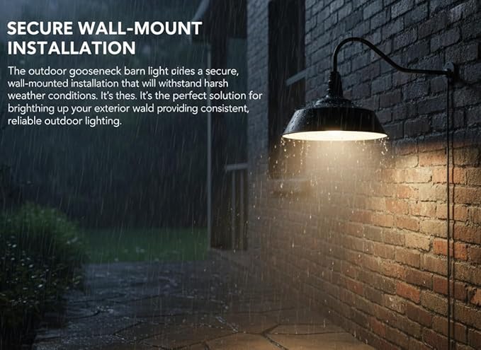 AGB101-AS20-MB Gooseneck Barn Light - Matte Black Outdoor Dome with Incandescent Downlight | Wall-Mount Fixture for Patios Gardens Pathways and Large Outdoor Living Spaces