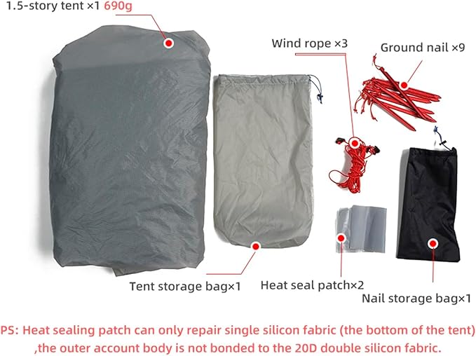 3FULGEAR Lanshan1 Pro Outdoor Ultralight Camping Tent for 1 Person 3/4 Season Professional 20D Nylon Double Sided Silicone Tent Camping Trekking Kayaking Climbing Hiking