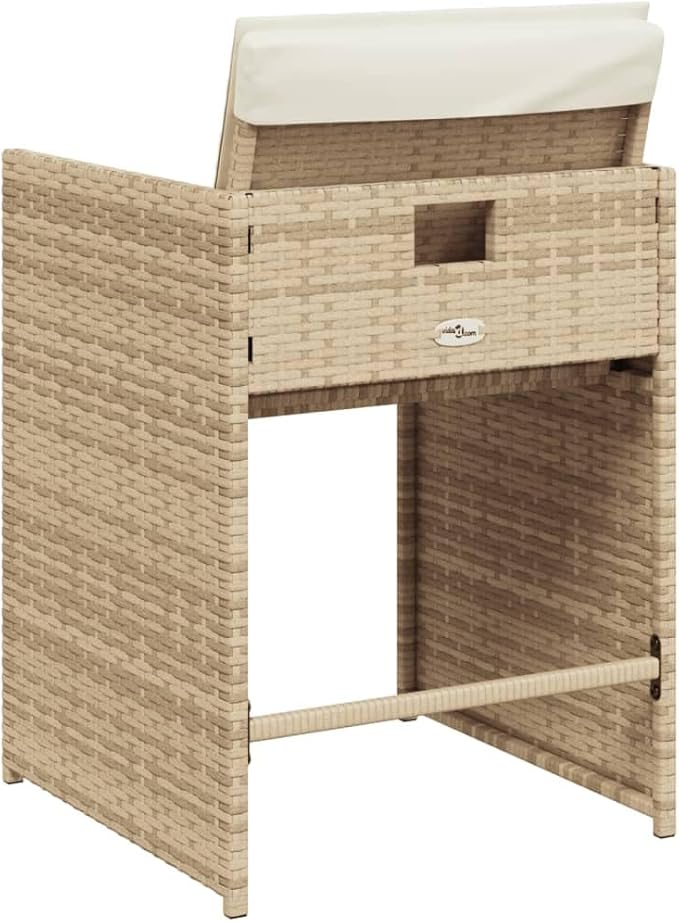 Patio Chairs with Cushions 4 pcs Beige Poly Rattan Outdoor Lounge Chairs with Comfortable Cushions and Foldable Backrest for Garden Patio Balcony and Yard