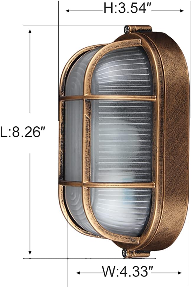 2-Pack Outdoor Oval Wall Lights 8.3Nautical Bulkhead Sconce Flush Mount for Wall or Ceiling Aluminum with Frosted Glass Vandal Resistant Security Light E26 Base Waterproof Garage Terrace Sauna