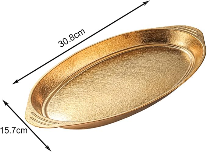 Titanium Fish Plates Oval Serving Dishes Large Capacity Dual-Ear Design Extra-Thick Flat Bottom Perfect for Camping Picnics Outdoor Dining &amp Home Use RT070T (S)