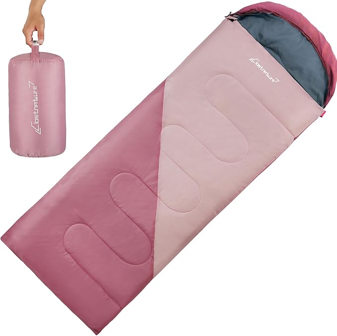Clostnature Sleeping Bag for Adults and Kids - Lightweight Camping Sleeping Bag for Girls Boys Youths Ultralight Backpacking Sleeping Bag for Cold Weather - Compression Sack Included(Right Zipper)