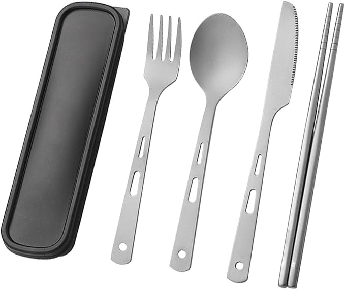 Alomejor Tableware Set Portable Fork Spoon Knife Chopsticks Cutlery Lightweight Camping Picnic Utensils