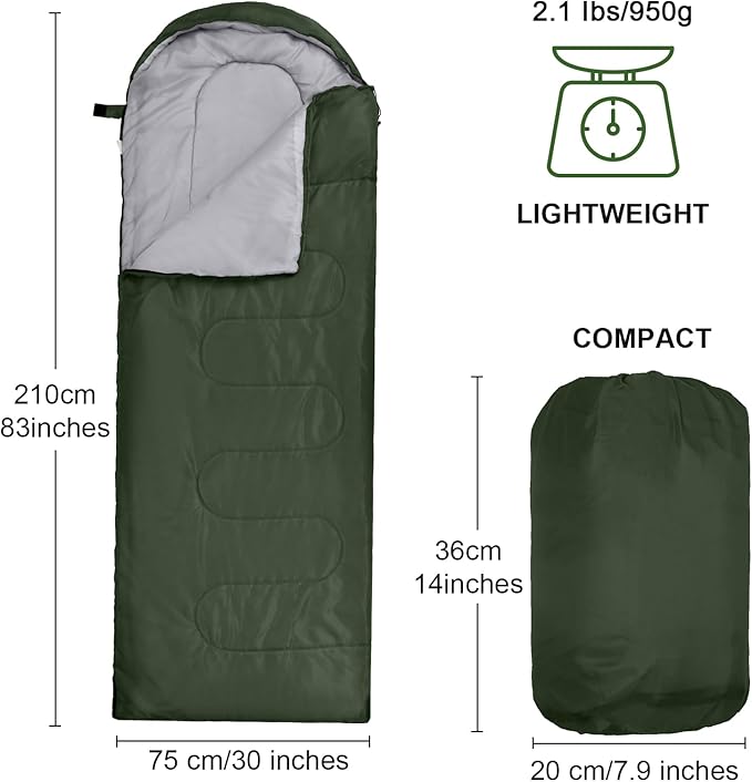 VitalCozy 24 Pcs Sleeping Bags for Adults Bulk Lightweight Waterproof Backpacking Camping Sleeping Bag with Compression Sack Portable Compact for Winter Hiking Outdoor Camping Essential