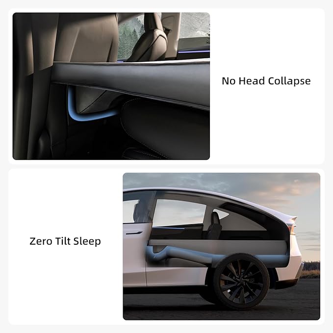 Tesla Model Y Solo Mattress Wedge Design &amp 6.7-Inch Solid Foam for Flat Car Bed Portable Camping Mattress w/Built-in Pump for Solo Campers Hiking Nap Road Trip