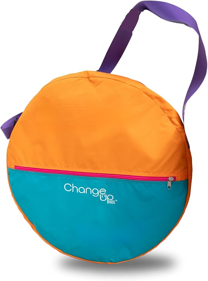 Pop-Up Changing Tent Original 50inch– Blue &amp Orange Portable Privacy Pod for Kids | Lightweight Easy-Fold Changing Room for Beach Dance Travel – Ideal for Ages 2–10