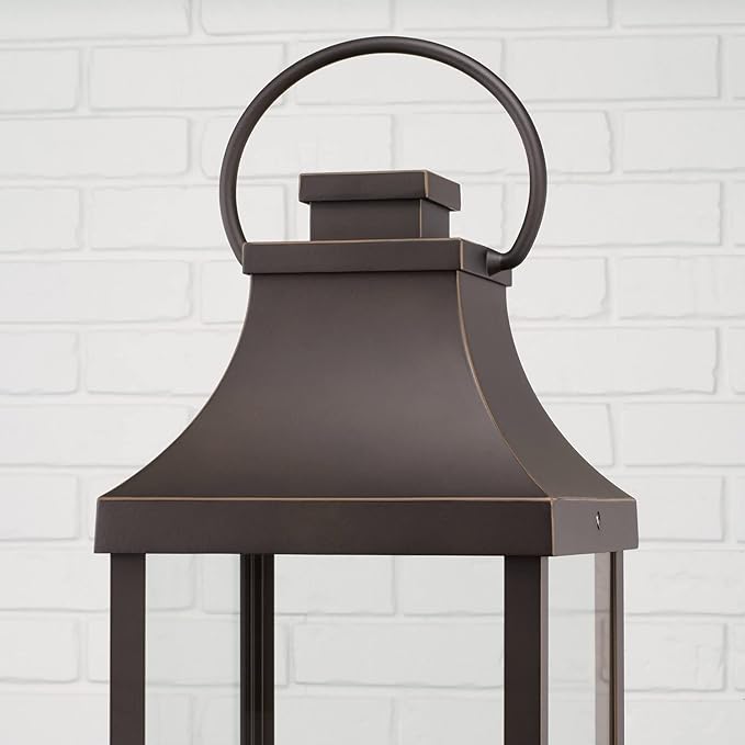 Capital Lighting 946432OZ Bradford Clear Glass Outdoor Post Lantern 3-Light 180 Total Watts 27 H x 8 W Oiled Bronze