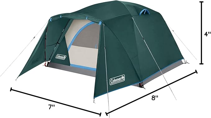 Coleman Skydome Tent with Full-Fly Weather Vestibule Weatherproof 4/6 Person Tent Sets Up in 5 Minutes &amp Protects from Water 20% More Headroom Than Traditional Shelters