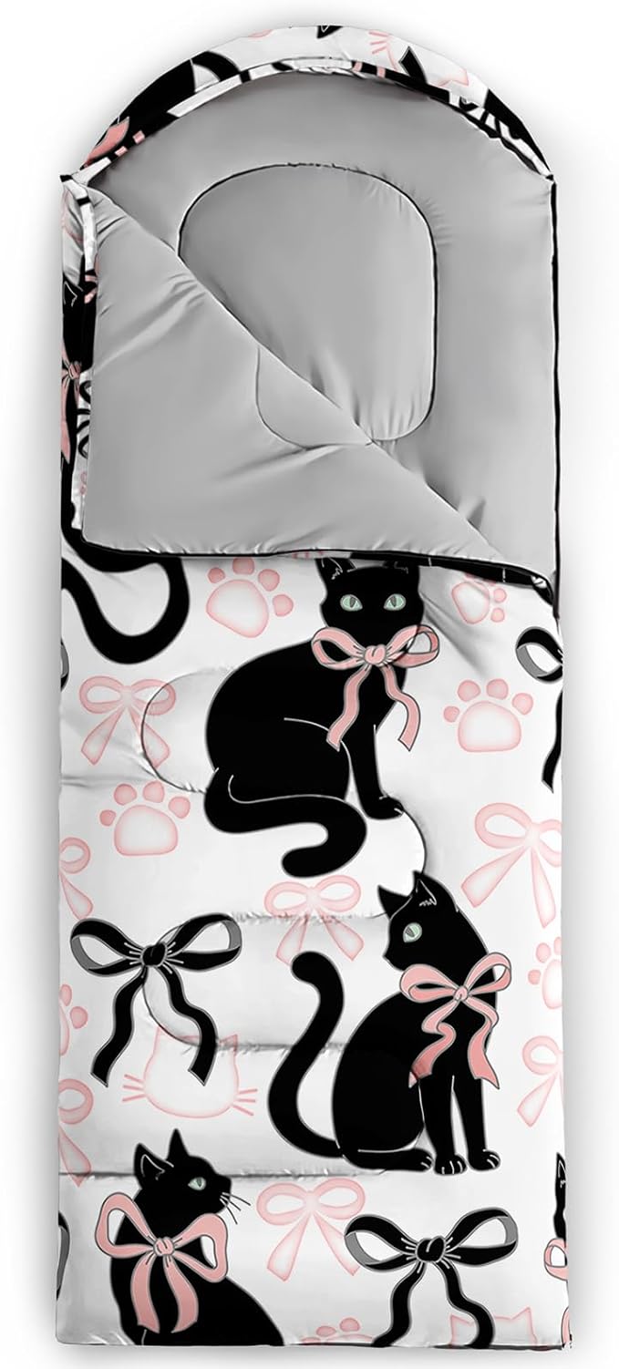 AILONEN Kawaii Panda Sleeping BagsLightweight &amp Waterproof3 Season Warm &amp Cool WeatherDreamy Purple Flower Animal Themed Sleeping Bags for BoysGirlsKidsAdults TravellingOutdoors
