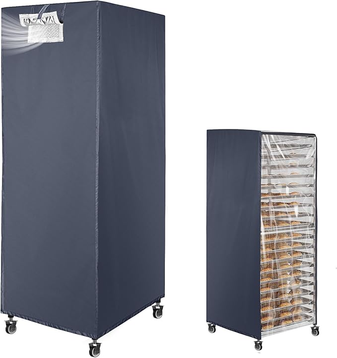 Sheet Pan Rack Cover With Zipper - Fits 20-Tier Bread Rack 23X28X64 - Bakers Rack Cover With Transparent Window Vents for Waterproof and Dustproof Protection
