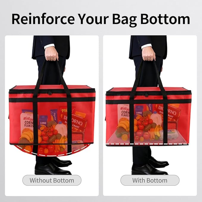 Bodaon Large 2-Pack Insulated Food Delivery Bag With Hard Bottom XXXL Bags Rideshare Delivery Bag Grocery Shopping and Catering Cold/Hot Styrofoam Carrier for Travel/Car