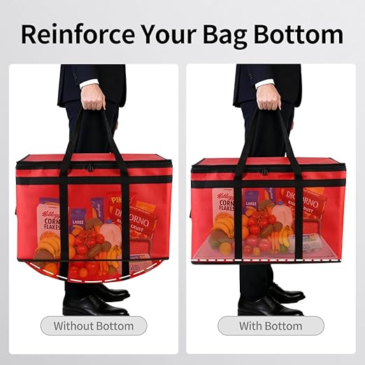 Bodaon Large 3-Pack Insulated Food Delivery Bag with hard bottom XXXL Pizza Cooler Bags Rideshare Delivery Bag Thermal Cold/Hot Styrofoam Carrier for Travel/Shopping/Catering/Car