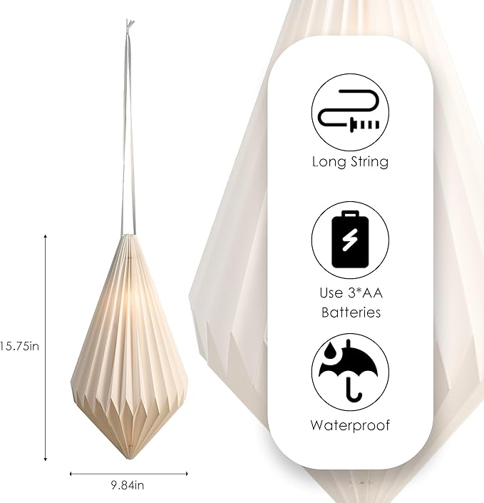 Battery Operated Outdoor Paper Lantern for Patio &amp Garden — 2Pack Waterproof Hanging Decorative Light with Remote Timer Foldable Paper Lantern with String for Backyard Porch Decor