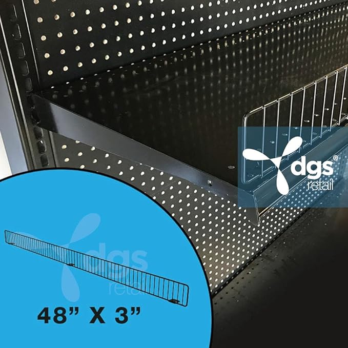 DGS Retail Wire Shelf Divider Front Fence for 48 W Lozier &amp Madix Gondola Wire Shelving Black 3 H