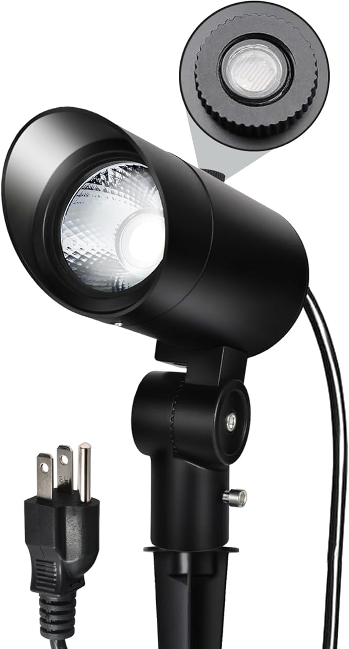 30W Ultra Bright Outdoor Spotlight 5000K Daylight LED Bullet Light with Dusk to Dawn Photocell Sensor 120V Plug in Landscape Spot Lights for Flag Pole Yard Garden Tree Statue (1 Pack)