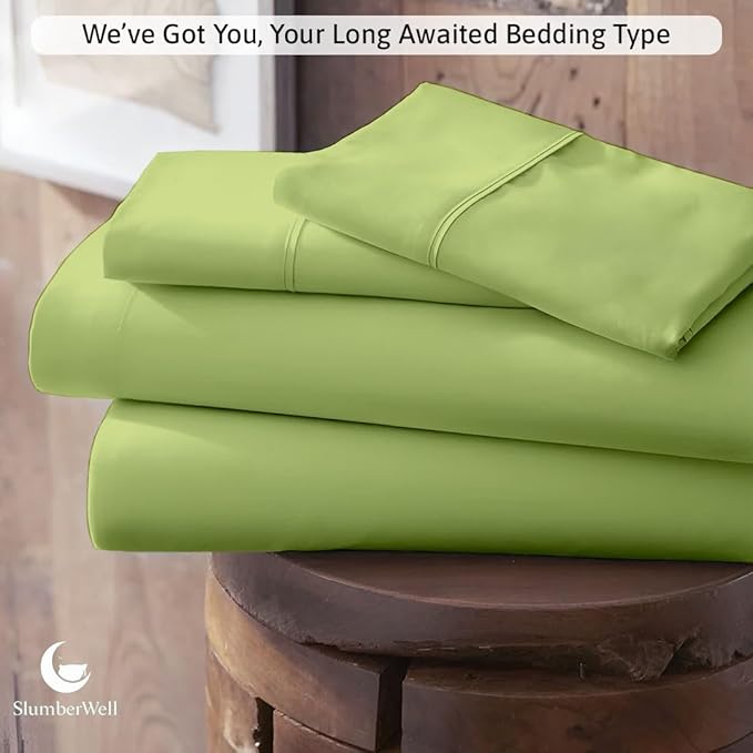SlumberWell 4 Piece Luxury Soft Microfiber Fitted Bed Sheet Set for Campers 8 to 12 Inch Deep Pocket RV Full 54 x 75 Sage Green
