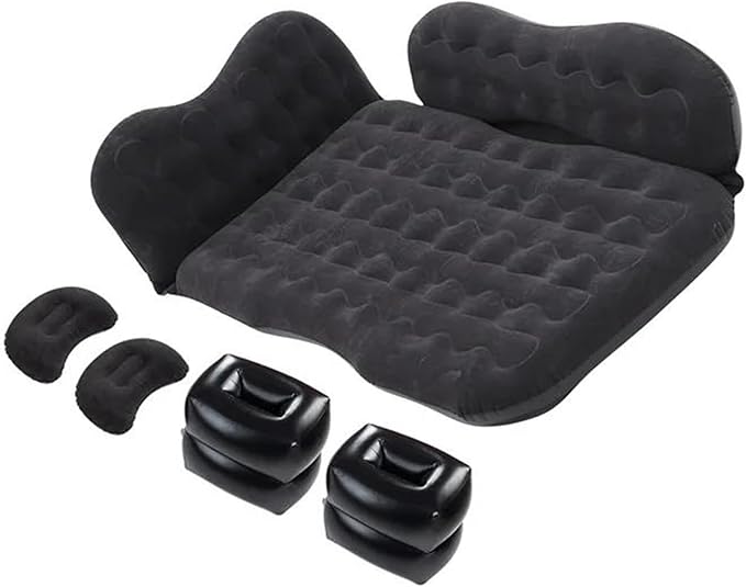 Car Inflatable Mattress Car Camping Travel Mattress Foldable Storage Inflatable Car Bed Suitable for Car Camping Travel (Black)