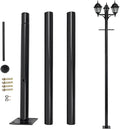 10FT Outdoor Lamp Post Split Street Light Pole with Cross Arm Base Mount Lighting Post Fixtures for Pathway Courtyard Parking Lot Fits Standard 3 Post Top Fixtures (10FT 76mm Base Mount)