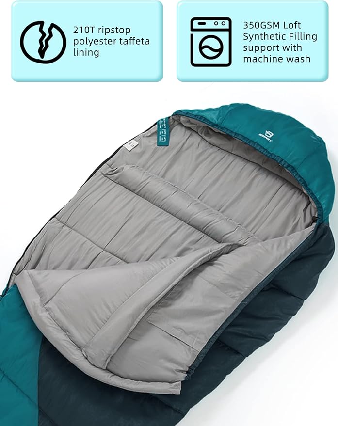 Bessport Mummy Sleeping Bag and Bessport Camping Tent for 2 Person Lightweight Backpacking Tent Waterproof Windproof Two Doors Easy Setup Double Layer Outdoor Tents for 3 to 4 Seasons Suitable for O