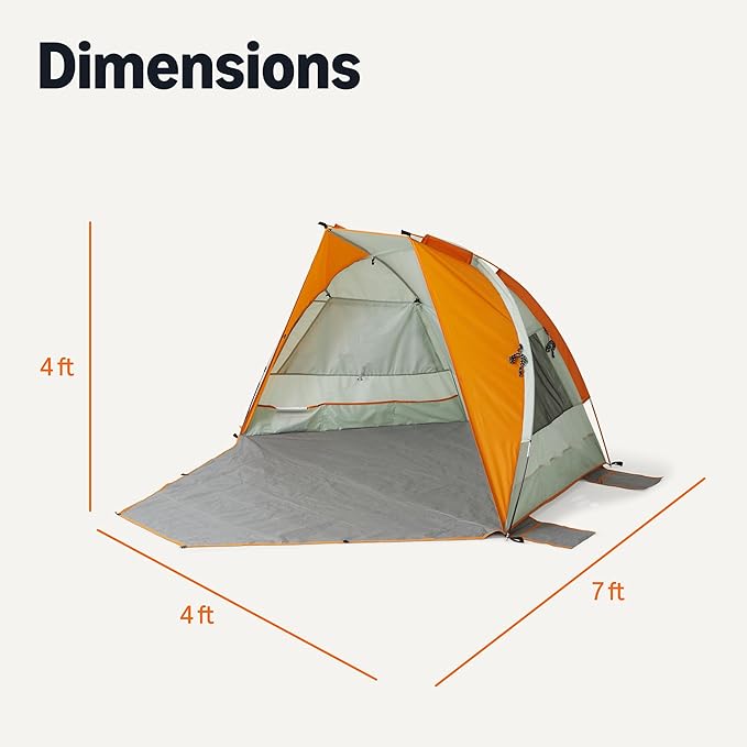 Amazon Basics Camping Sun Shelters Screened Tent with Mesh Windows UPF50+ Protection Gray and Orange 7 x 4 x 4 feet (LxWxH)