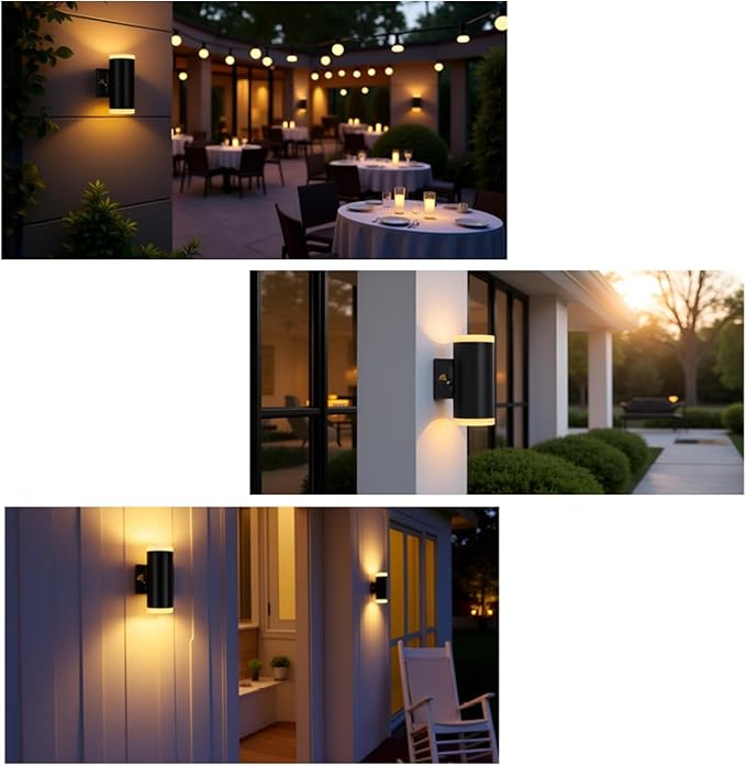Dusk to Dawn Outdoor Lighting ZUUKOLE Waterproof Exterior Wall Lantern Anti-Rust Aluminum Wall Mount Lighting Cylinder Design – Up Down Lights Outdoor for Porch Patio or Garage 2 Pack