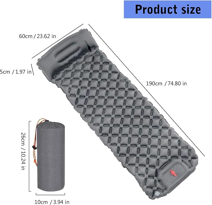 Outdoor Camping Inflatable Mattress Sleep Pad with Pillows Travel Mat Folding Bed Light Weight Air Cushions Enduring Travel Mat Folding Bed