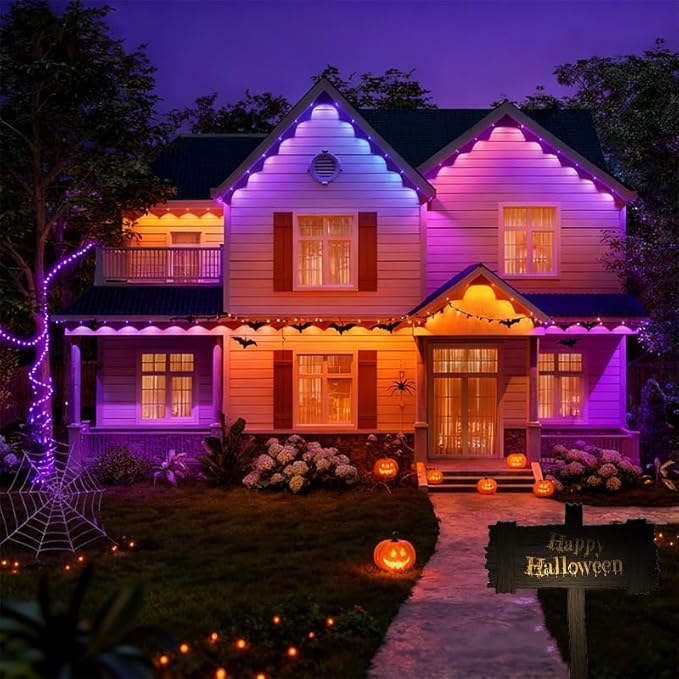 Permanent Outdoor Lights 54ft Smart Outdoor Christmas Lights 24V with RGBCW 36 LED IP67 Waterproof Eaves Lighting with 213 Modes for HolidayParty Daily APP/Remote Control