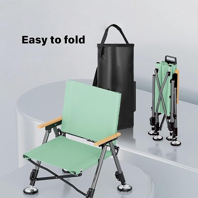 Mjaie Portable Camping Chair Bidirectional Folding Design Steel Reinforced Structure Outdoor Leisures Seat for Outdoor with Back Foldable Chair
