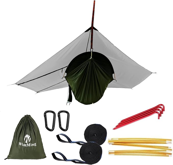 WintMing Hammock with Mosquito Net and Rain Fly Cover 3 in 1 Camping Hammock Tent 440lbs Load