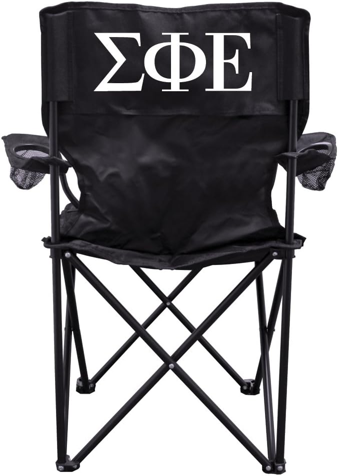 VictoryStore Outdoor Camping Chair - Sigma Phi Epsilon Black Folding Camping Chair with Carry B