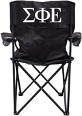 VictoryStore Outdoor Camping Chair - Sigma Phi Epsilon Black Folding Camping Chair with Carry B