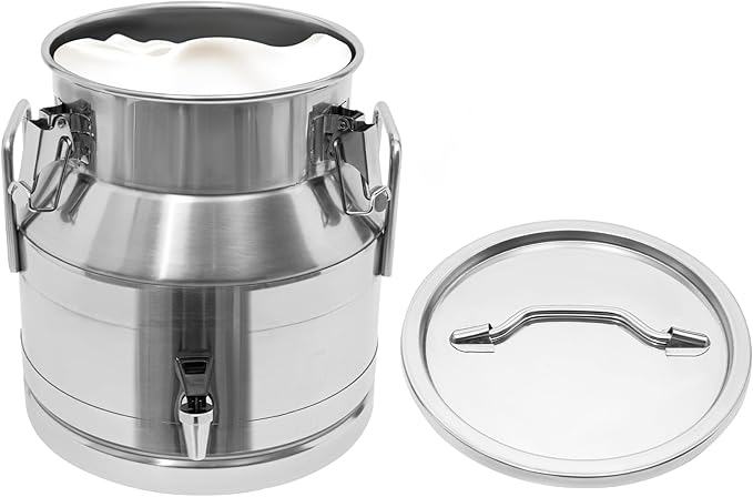 12L Stainless Steel Milk Can Heavy Duty Food Storage &amp Transport Container for Dairy Wine Grains Ideal for Home Farm &amp Commercial Use With a Faucet