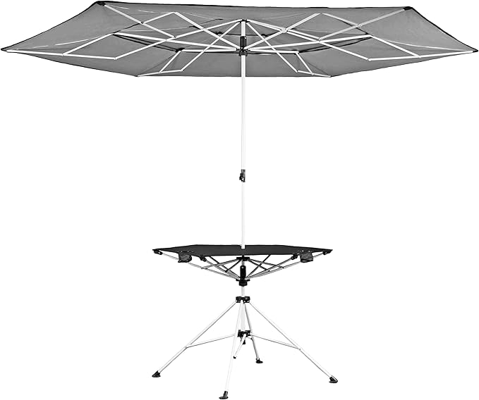 Zenithen Limited Portable Foldable Black Roof Outdoor Folding Transportable Canopy Table with Cup Holders Perfect for Patio Camping Outdoor Use Black