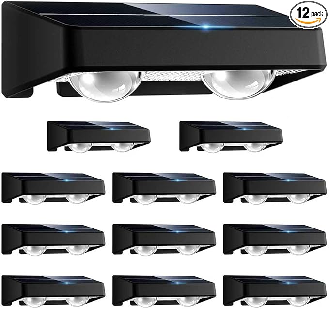 Solar Fence Lights Outdoor 12 Pack Color Changing Fence Lights Solar Powered with 9 RGB Colors &amp 11 Lighting Modes IP65 Waterproof Dusk to Dawn Fence Lights for Patio Deck Wall Backyard