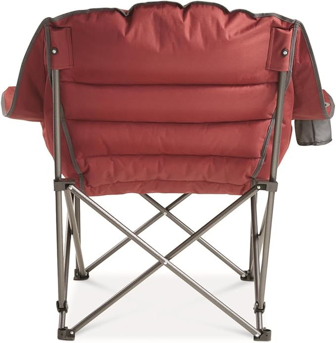 Guide Gear Oversized Extra Large Padded Camping Chair Portable Folding Large Camp Lounge Beach Chairs for Outdoor Adults Men and Women Heavy-Duty 400 Pound Capacity with Cup Holder Red Plaid