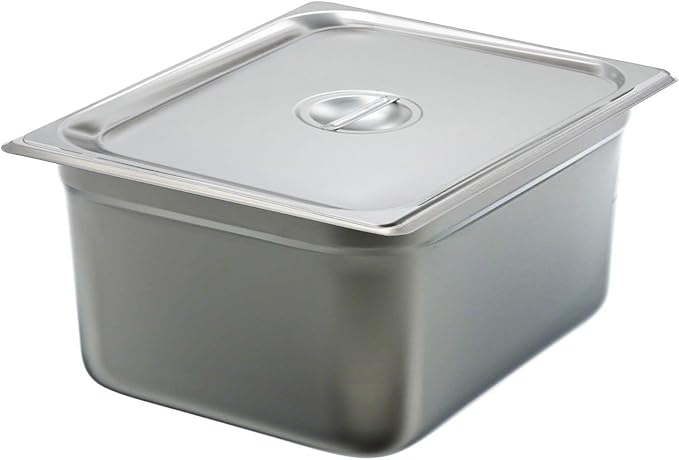 Tiger Chef 6-inch 1/2 Half-Size 22 Gauge Stainless Steel Anti-Jam Steam Table Pan with Lids 6-Pack