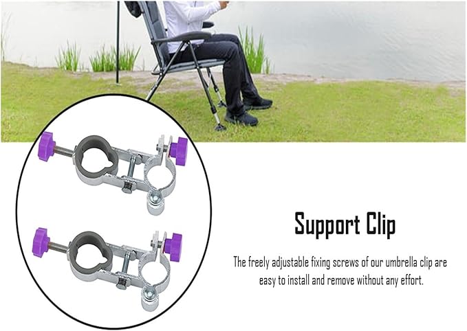 2pcs/pack Outdoor Fishing Universal Beach Umbrella Clip Folding Leisure Chair