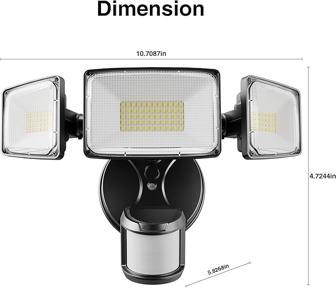 Onforu 100W LED Motion Sensor Outdoor Lights Dusk to Dawn Flood Light Outdoor Motion Sensor Hardwired Security Lights Floodlights Outside 11000LM 6500K Daylight IP65 Waterproof (Black)