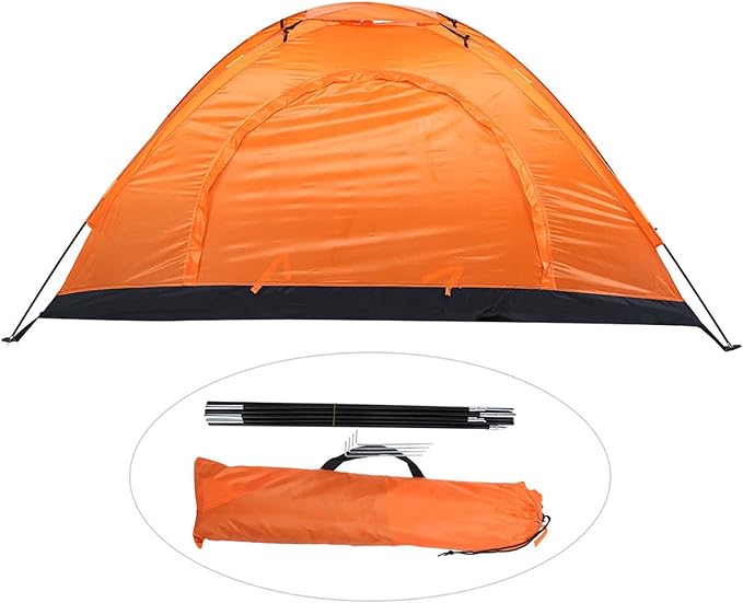 Haofy Outdoor Tent Lightweight Portable Single Person Camping Tent with Round Door and Skylight for Camping Fishing Climbing (Orange)