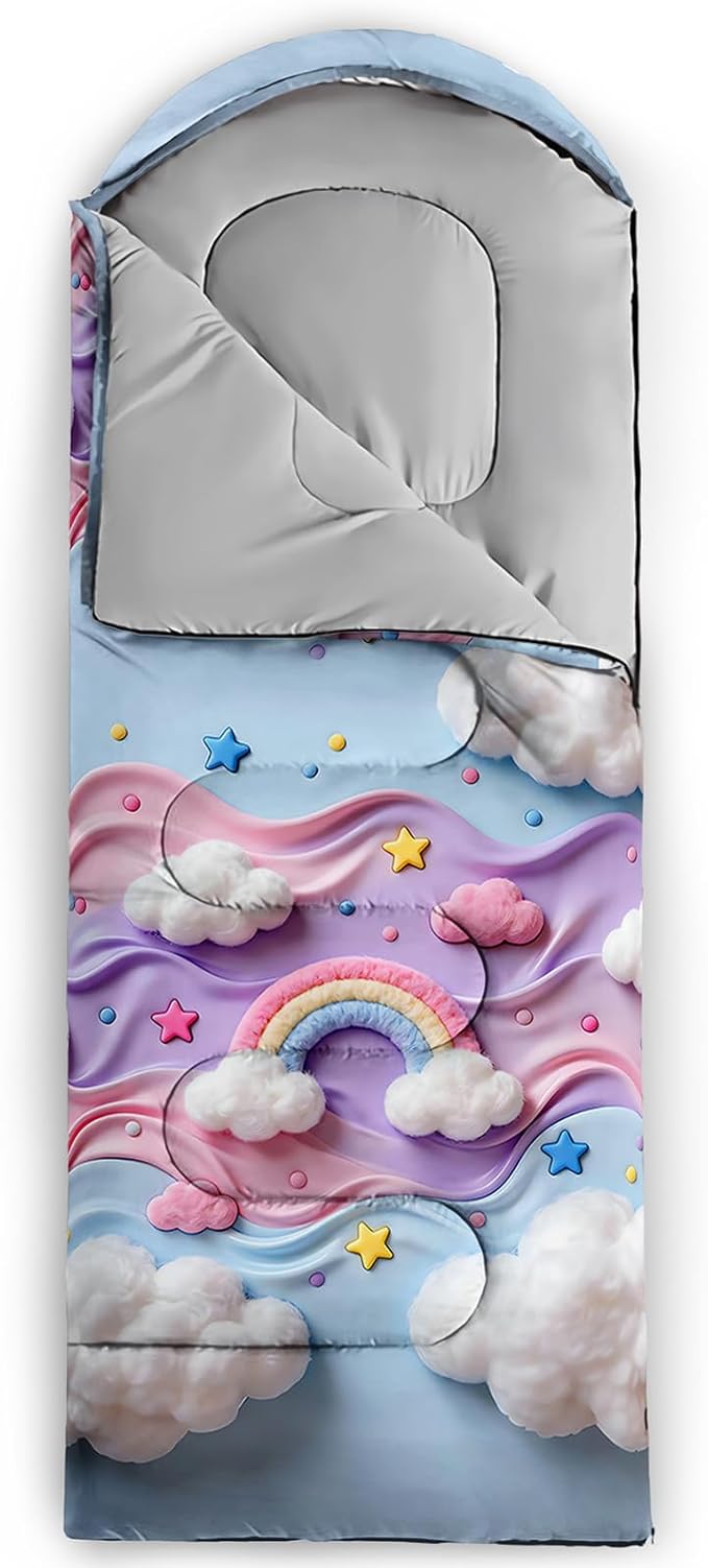 AILONEN Cartoon Camping Sleeping Bag for Boys Girls AdultsLightweight &amp Waterproof3 Season Warm &amp Cold WeatherPortablePrinted Sleeping BagTravelingCampingHiking