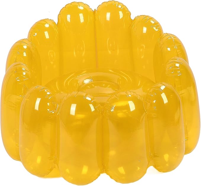 2Pcs Inflatable Chair Set Transparent Candy Color Inflatable Couch Sofa Adult 29.5 x 22in Portable Outdoor Blow Up Couch Seat for Camping Beach Balcony Pool Lawn (Yellow)