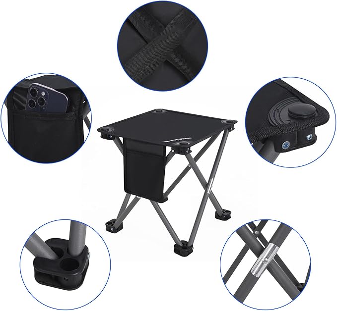 Roptat 2 Pack Camping StoolPortable Folding Compact Lightweight Stool Seat for Camping Fishing Hiking Gardening Outdoor Walking Backpacking Travelling and Beach with Carry Bag (Black)