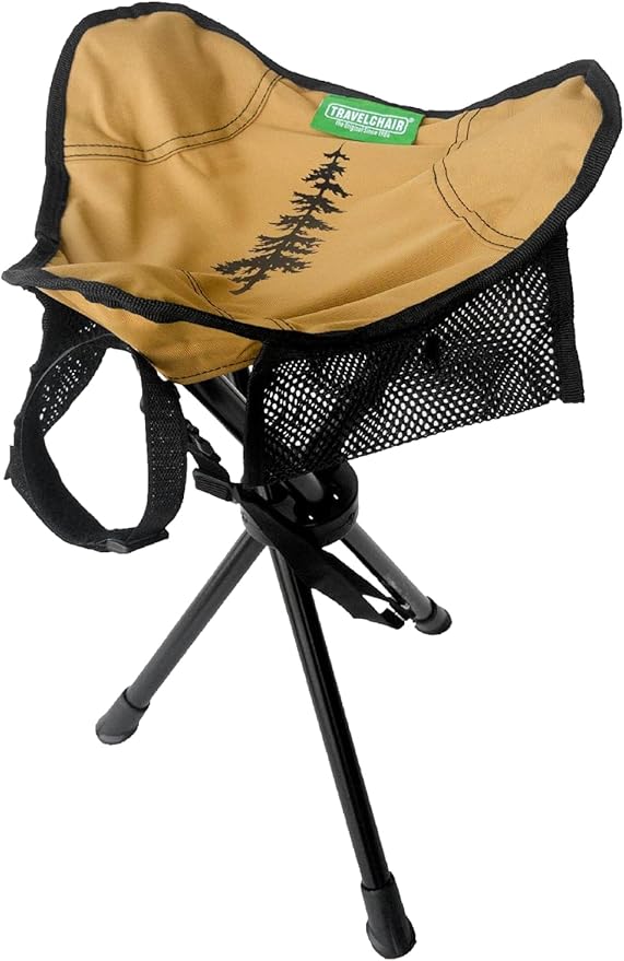 Travel Chair Slacker Tripod Chair for Camping Lightweight Chair Adjustable Carry Strap for Easy Transport Made with Recycled Fabric Perfect for Outdoor Adventures Repreve (Brown/Khaki)