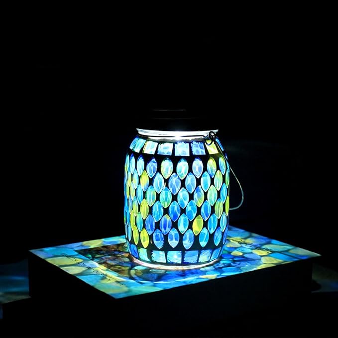Mosaic Lights Solar Outdoor Hanging Lanterns Garden Decor Christmas Gifts for Women Mom Grandma Halloween Decor Lights Outdoor Waterproof Lights GardenPatioPathway &amp Yard Décor