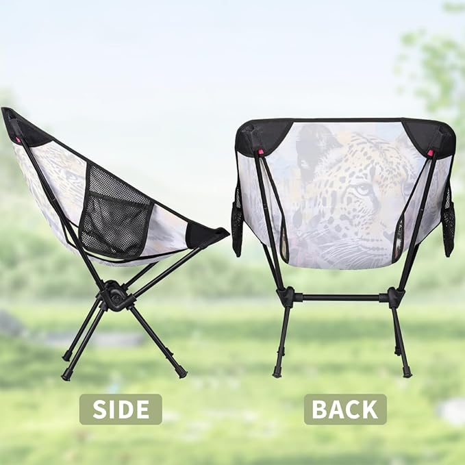 Cute Tiger Camping Chair Lightweight Portable Chairs for Adults Easy Installation Outdoor Foldable Camping Chair for Camping Fishing Hiking Picnic Beach