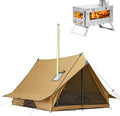 POMOLY Chalet 70 Pro Camping Hot Tent and Ti Mini 0.6 Portable Titanium Wood Stove